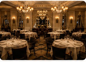 Illustrative elegant restaurant interior